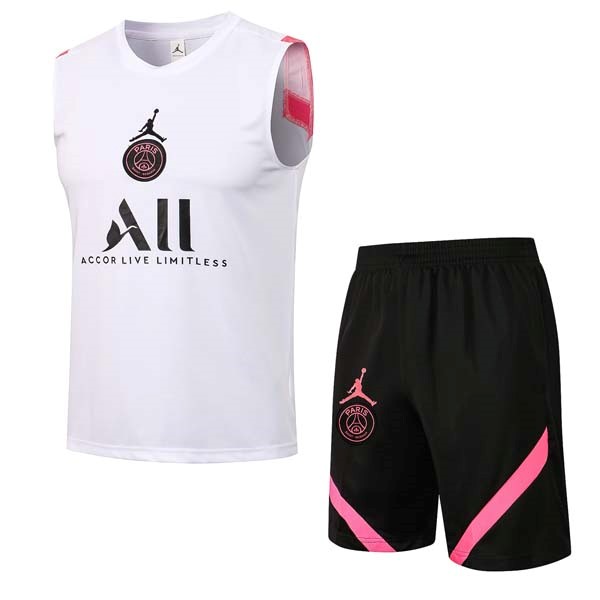 Maglia Paris Saint Germain Senza Maniche Set Completo 2022 Nero Bianco Rosa